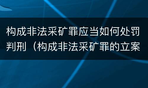 构成非法采矿罪应当如何处罚判刑（构成非法采矿罪的立案标准）