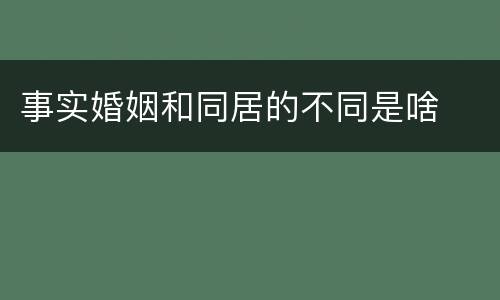 事实婚姻和同居的不同是啥