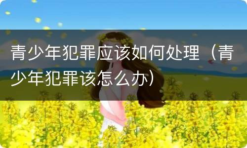 青少年犯罪应该如何处理（青少年犯罪该怎么办）