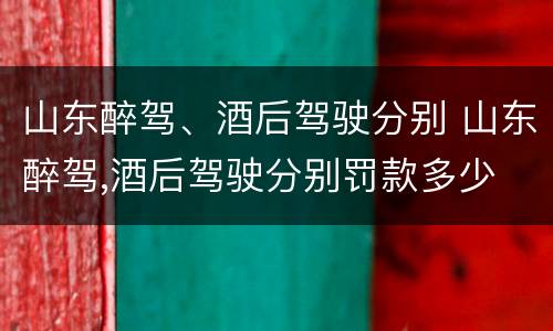 山东醉驾、酒后驾驶分别 山东醉驾,酒后驾驶分别罚款多少