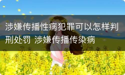 涉嫌传播性病犯罪可以怎样判刑处罚 涉嫌传播传染病