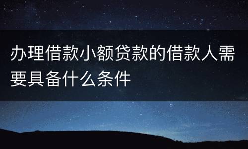 办理借款小额贷款的借款人需要具备什么条件