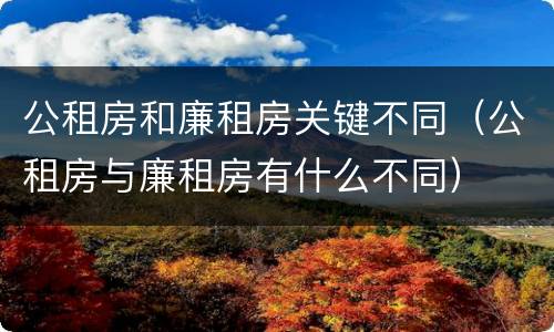 公租房和廉租房关键不同（公租房与廉租房有什么不同）