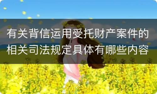 有关背信运用受托财产案件的相关司法规定具体有哪些内容