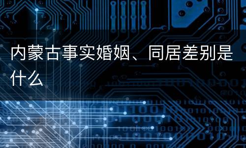 内蒙古事实婚姻、同居差别是什么