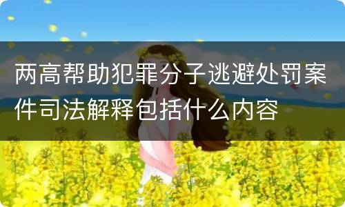 两高帮助犯罪分子逃避处罚案件司法解释包括什么内容