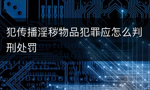 犯传播淫秽物品犯罪应怎么判刑处罚