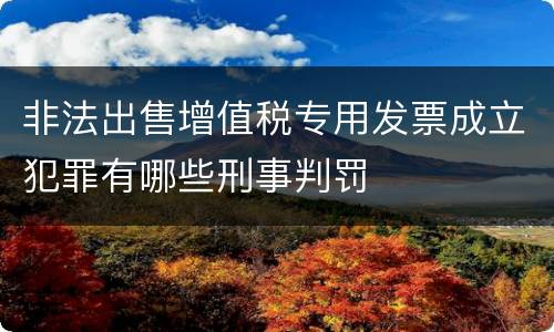非法出售增值税专用发票成立犯罪有哪些刑事判罚