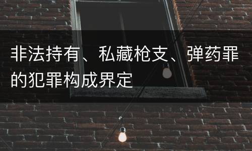 非法持有、私藏枪支、弹药罪的犯罪构成界定