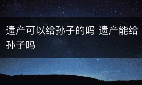 遗产可以给孙子的吗 遗产能给孙子吗