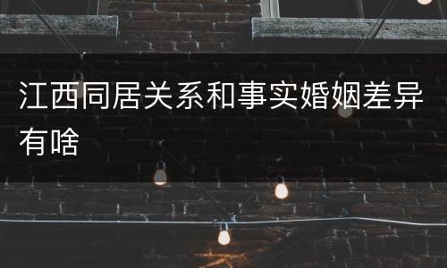 江西同居关系和事实婚姻差异有啥