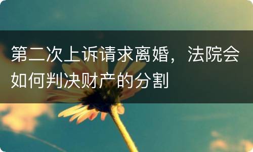 第二次上诉请求离婚，法院会如何判决财产的分割