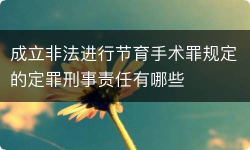 成立非法进行节育手术罪规定的定罪刑事责任有哪些