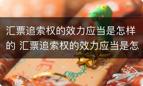 汇票追索权的效力应当是怎样的 汇票追索权的效力应当是怎样的规定