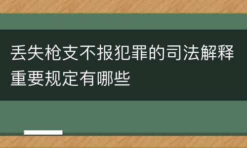 丢失枪支不报犯罪的司法解释重要规定有哪些