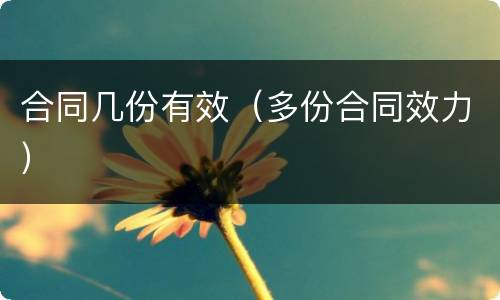 合同几份有效（多份合同效力）