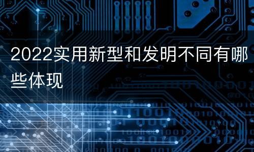 2022实用新型和发明不同有哪些体现