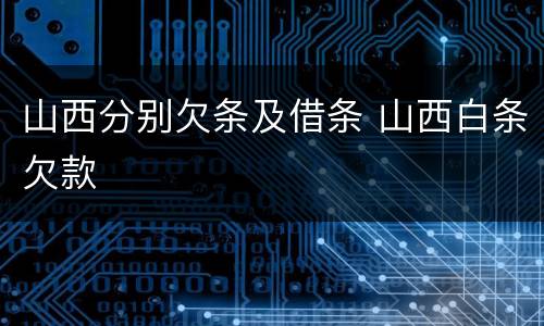 山西分别欠条及借条 山西白条欠款