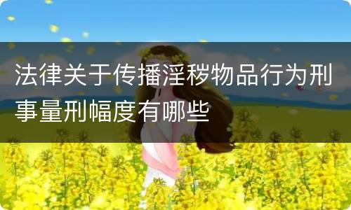 法律关于传播淫秽物品行为刑事量刑幅度有哪些