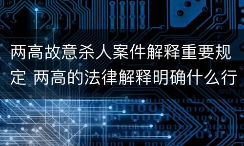 两高故意杀人案件解释重要规定 两高的法律解释明确什么行为列入了罪名