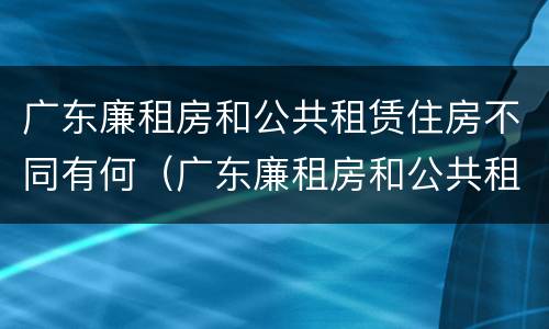 广东廉租房和公共租赁住房不同有何（广东廉租房和公共租赁住房不同有何规定）