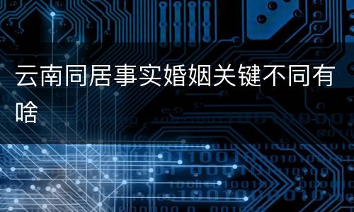 云南同居事实婚姻关键不同有啥