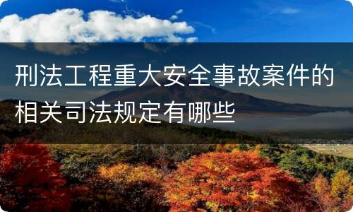 刑法工程重大安全事故案件的相关司法规定有哪些