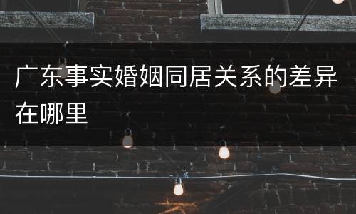 广东事实婚姻同居关系的差异在哪里