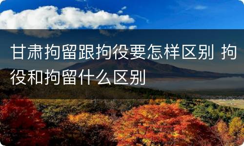 甘肃拘留跟拘役要怎样区别 拘役和拘留什么区别