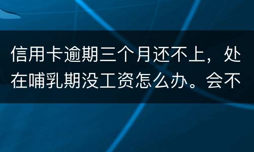 信用卡逾期三个月还不上，处在哺乳期没工资怎么办。会不会被起诉，会不会被坐牢啊
