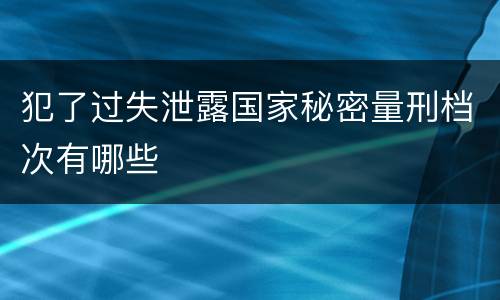 犯了过失泄露国家秘密量刑档次有哪些