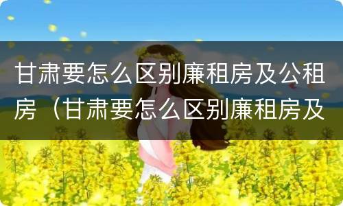 甘肃要怎么区别廉租房及公租房（甘肃要怎么区别廉租房及公租房呢）