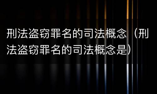 刑法盗窃罪名的司法概念（刑法盗窃罪名的司法概念是）