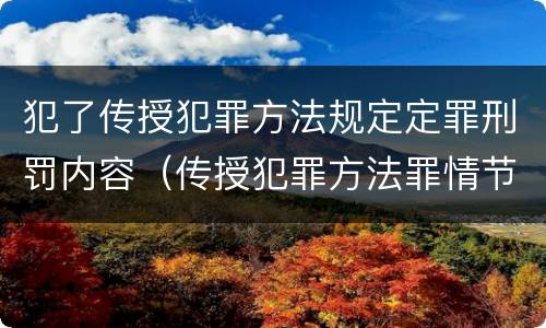 犯了传授犯罪方法规定定罪刑罚内容（传授犯罪方法罪情节严重的认定）