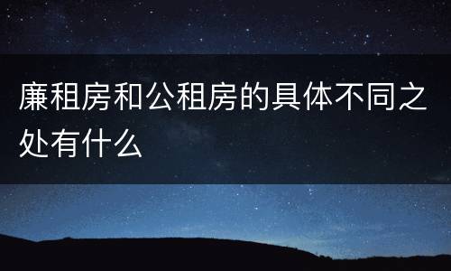 廉租房和公租房的具体不同之处有什么