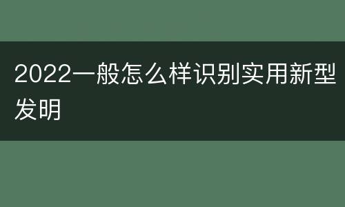 2022一般怎么样识别实用新型发明