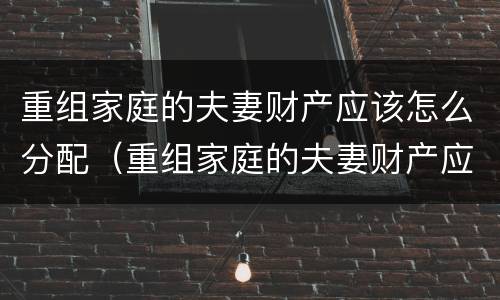 重组家庭的夫妻财产应该怎么分配（重组家庭的夫妻财产应该怎么分配才合适）