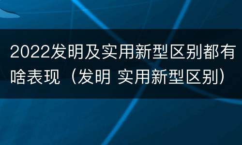 2022发明及实用新型区别都有啥表现（发明 实用新型区别）