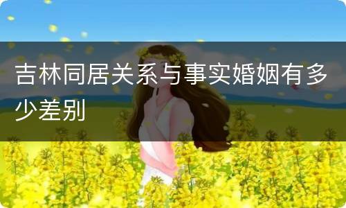 吉林同居关系与事实婚姻有多少差别