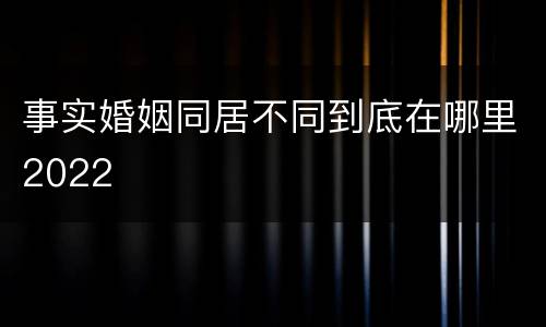 事实婚姻同居不同到底在哪里2022