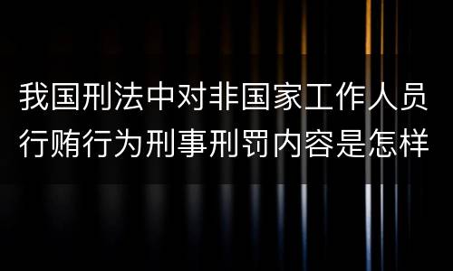 我国刑法中对非国家工作人员行贿行为刑事刑罚内容是怎样