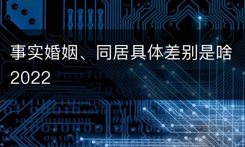 事实婚姻、同居具体差别是啥2022