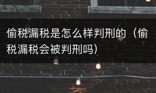 偷税漏税是怎么样判刑的（偷税漏税会被判刑吗）