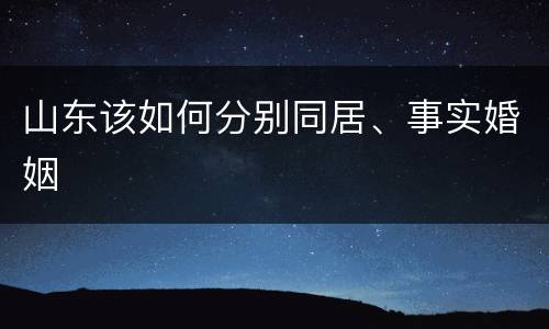 山东该如何分别同居、事实婚姻