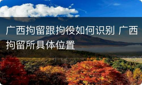 广西拘留跟拘役如何识别 广西拘留所具体位置