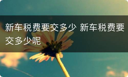 新车税费要交多少 新车税费要交多少呢