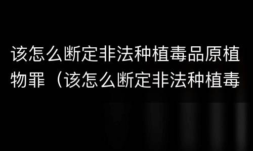 该怎么断定非法种植毒品原植物罪（该怎么断定非法种植毒品原植物罪行）