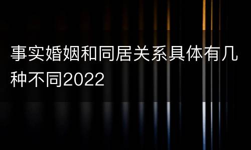 事实婚姻和同居关系具体有几种不同2022