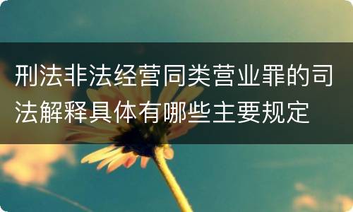 刑法非法经营同类营业罪的司法解释具体有哪些主要规定