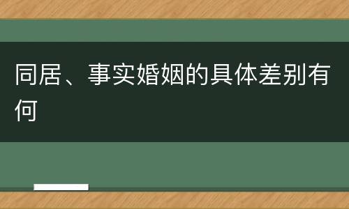 同居、事实婚姻的具体差别有何
